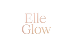 "Elle Glow" logo, sleek font, soft gradient pink and gold color, modern and feminine beauty style.