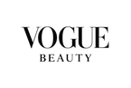 Minimalist logo for "Vogue Beauty", elegant font, black text on a white background, clean and high-end.